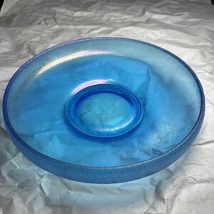 Gorgeous Vintage Fenton Stretched Glass Celeste Blue 9.75" Cupped Console Bowl